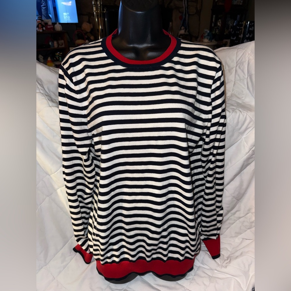 Patrick Assaraf Stripe Crew Sweater